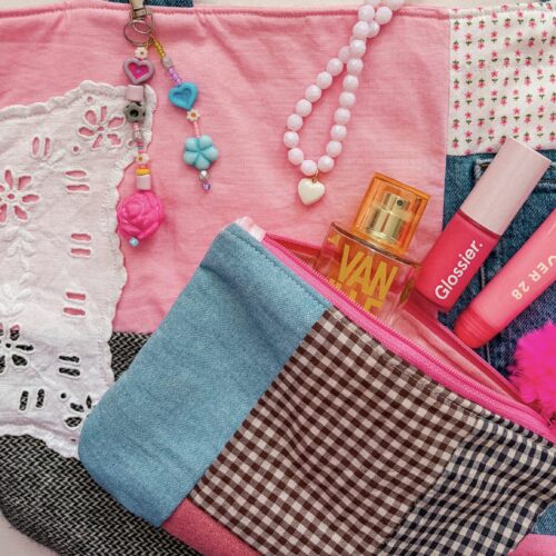 Patchwork zipper bag