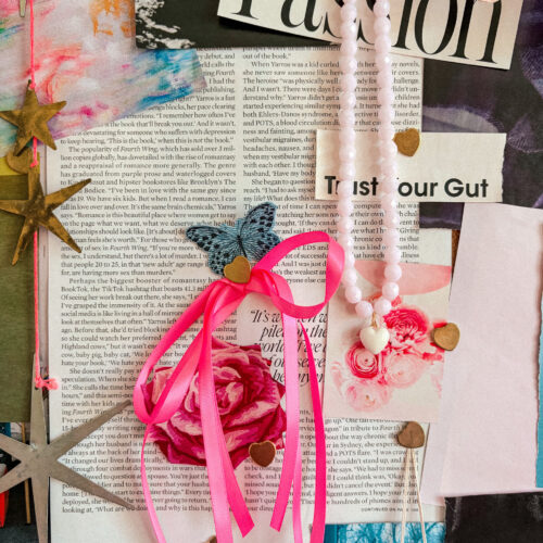 Pink Beaded Heart Necklace