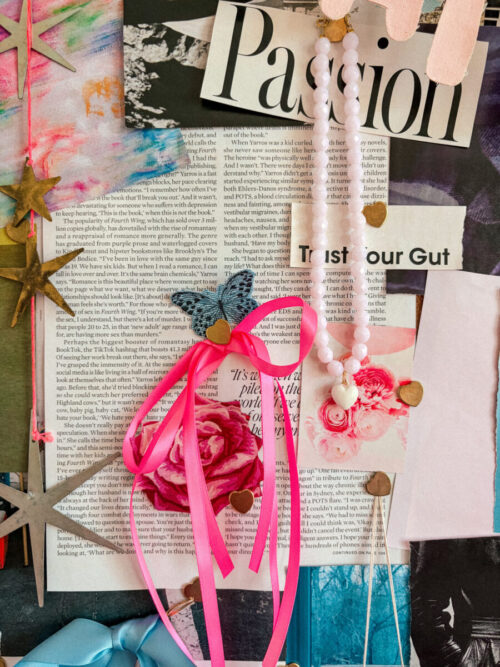 Pink Beaded Heart Necklace